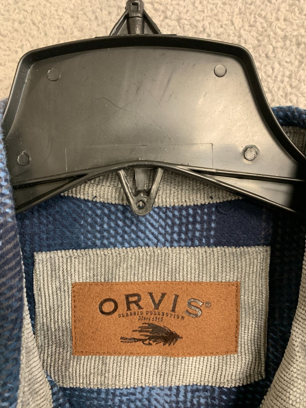 Orvis Men’s Size S Blue Plaid Long Sleeve Button-Up Beefy Flannel Shirt n1312