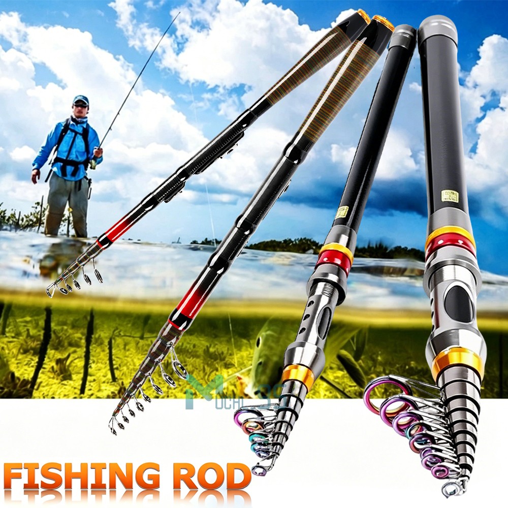 2.1M-3.6M Spinning Fishing Rod Carbon Fiber Telescopic Pole Fresh Saltwater Rod