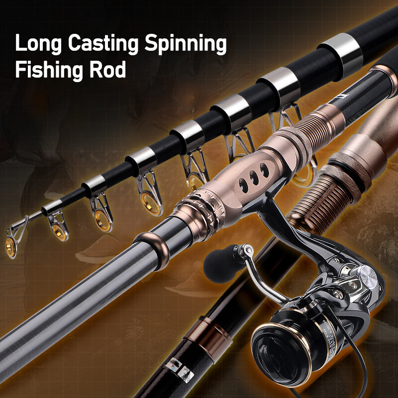 Fishing Pole Carbon Fiber Telescopic Spinning Fishing Rod 1.8M-3.3M Sea Offshore