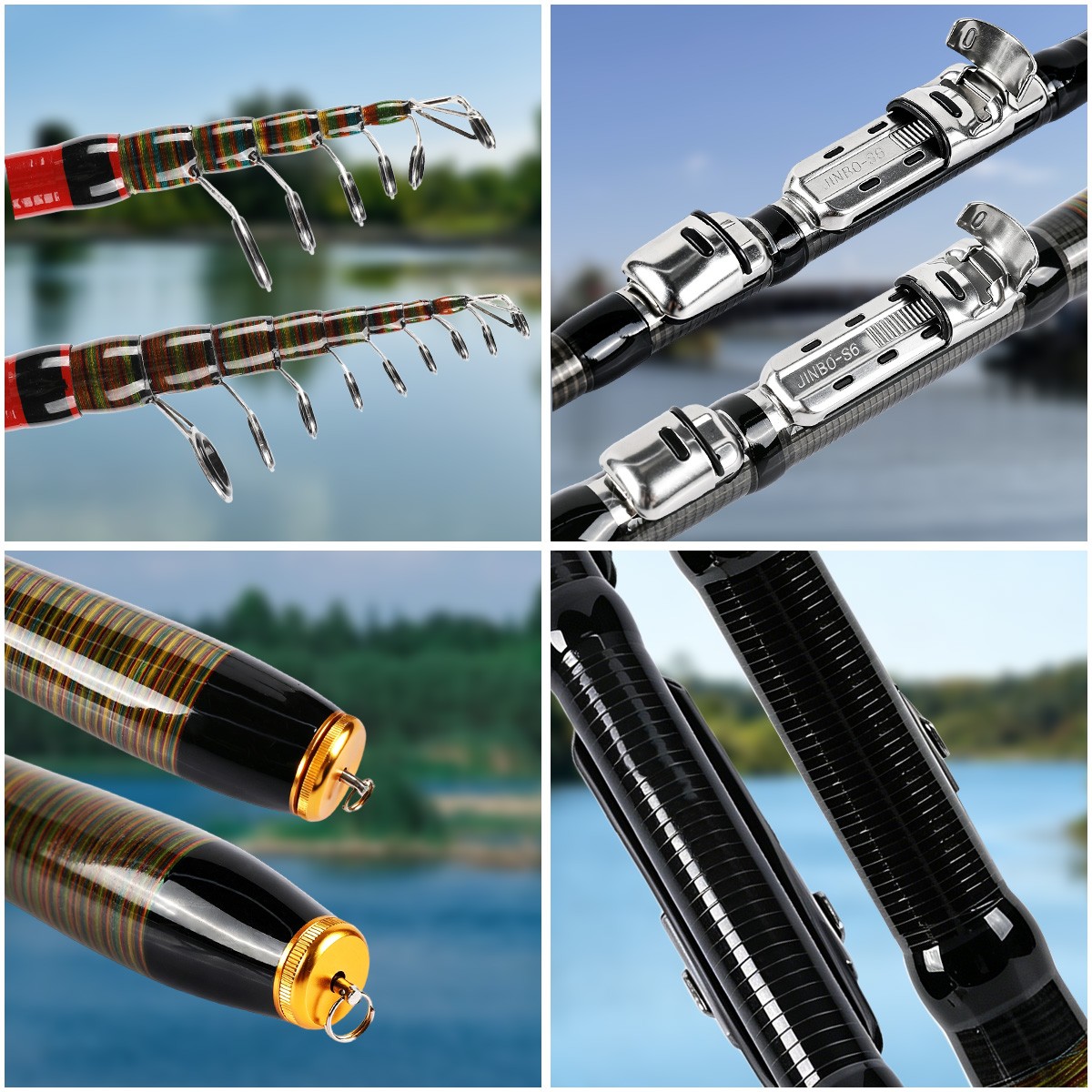 HEAVY DUTY CARBON FIBER TELESCOPIC FISHING ROD POLE PORTABLE SPINNING POLE
