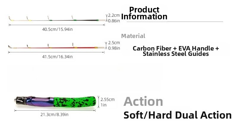 Carbon Fishing Rod Dual Tone Fishing Rod EVA Handle Lightweight Construction
