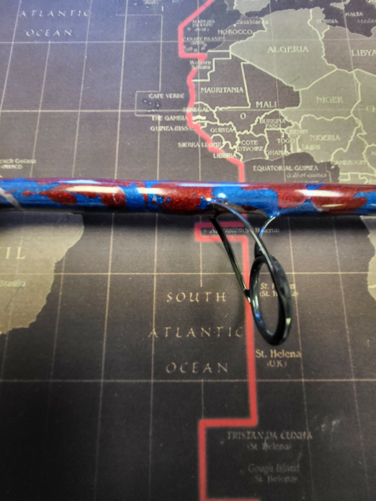 Custom Fishing Rod with Real Shark Skin Grips and Awesome Paint Job