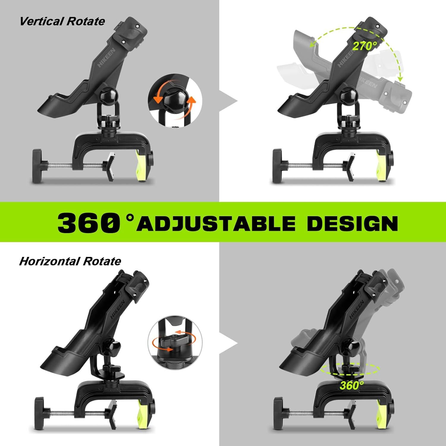 Fishing Rod Holders for Boat, Adjustable Fishing Rod Rack Fit Round/Square Tubes