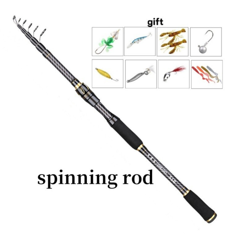 1.8m-3.6m Telescopic Fishing Rod Spinning Casting Rod Carbon Fiber Pole Portable
