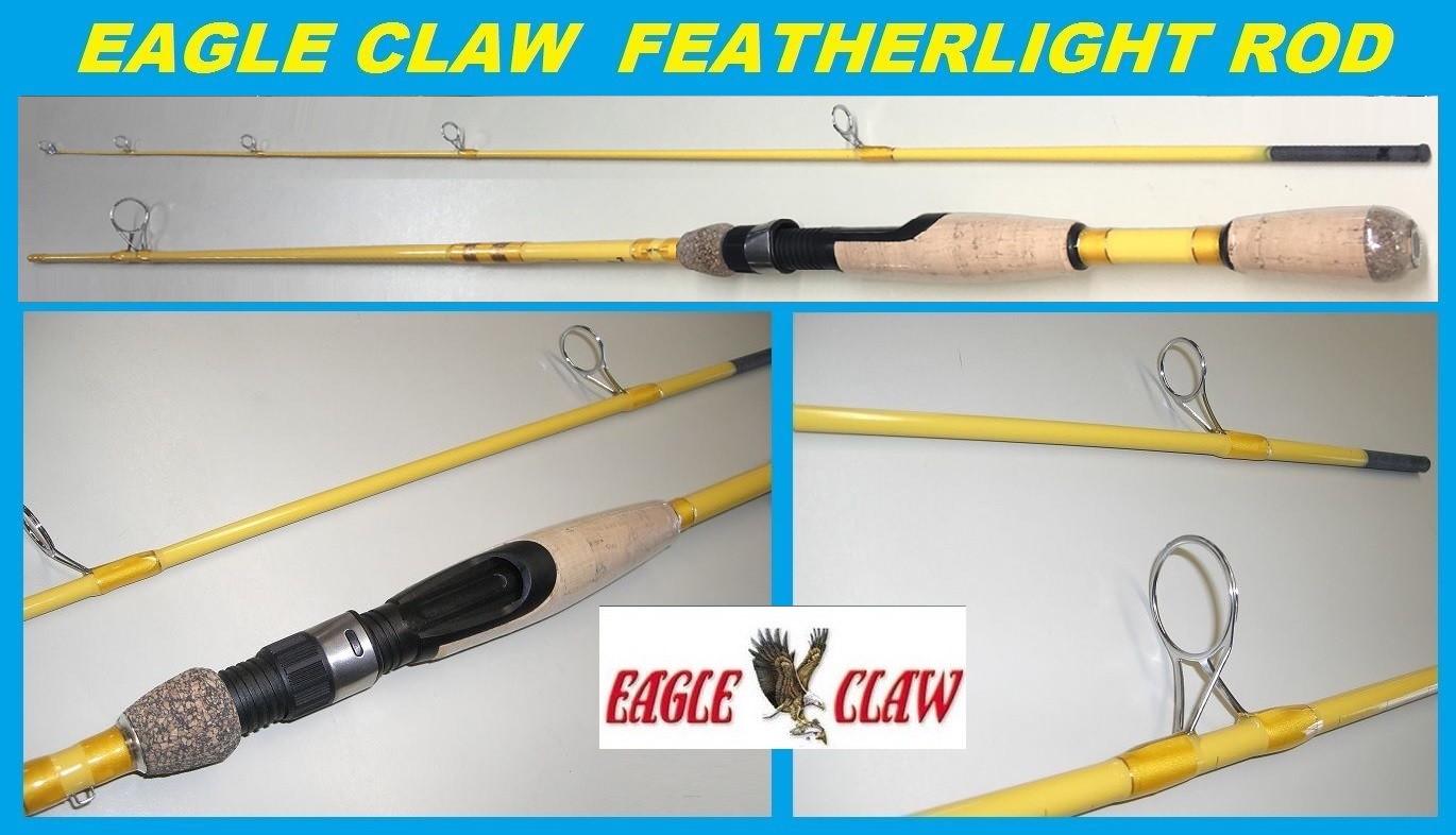 EAGLE CLAW Featherlight 6′ Ultra Light Spinning Rod #FL204-6 FREE USA SHIP!