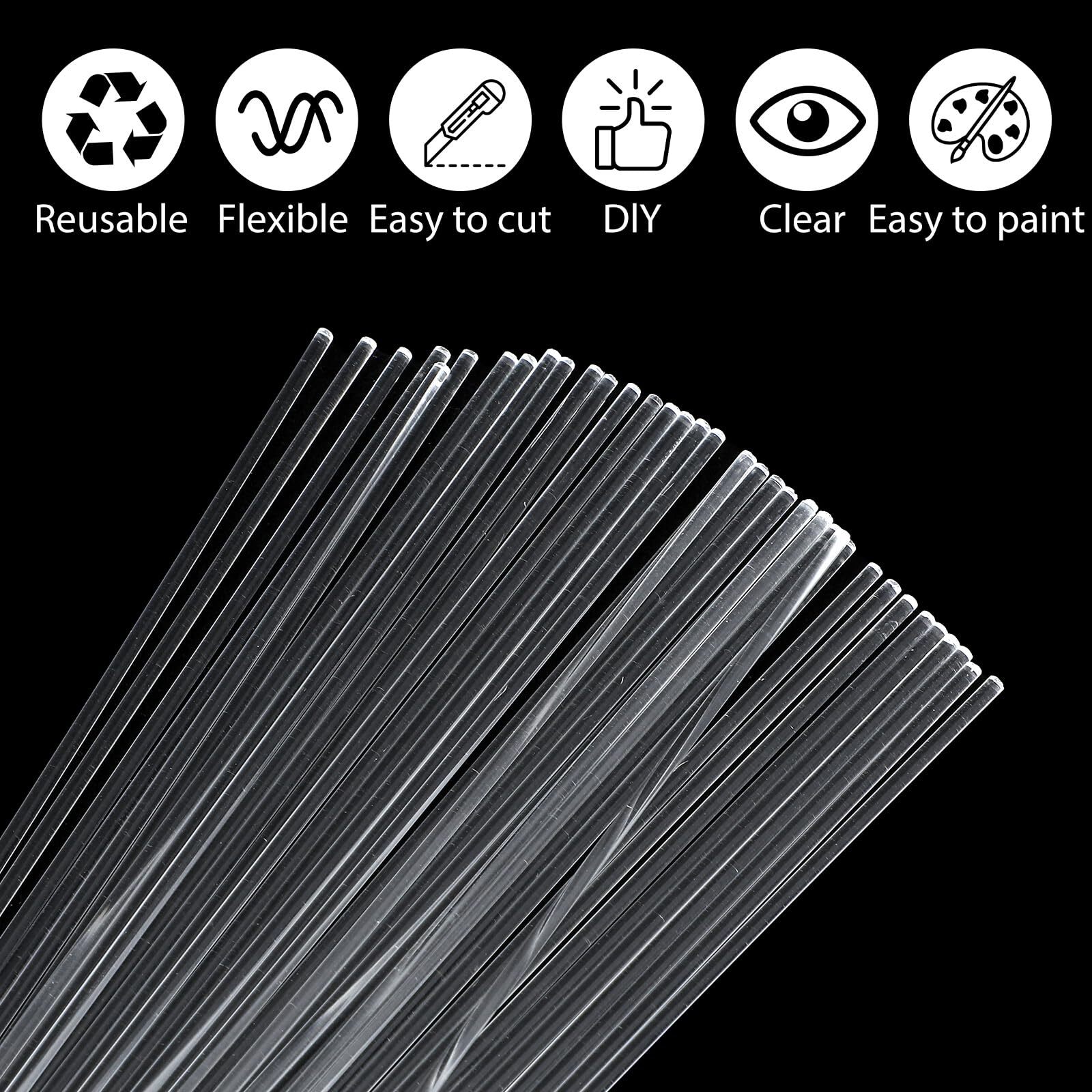 200 Pcs 8 Inch Clear Acrylic Rod 2 mm Clear-Acrylic Dowel Rods Cake Topper St…