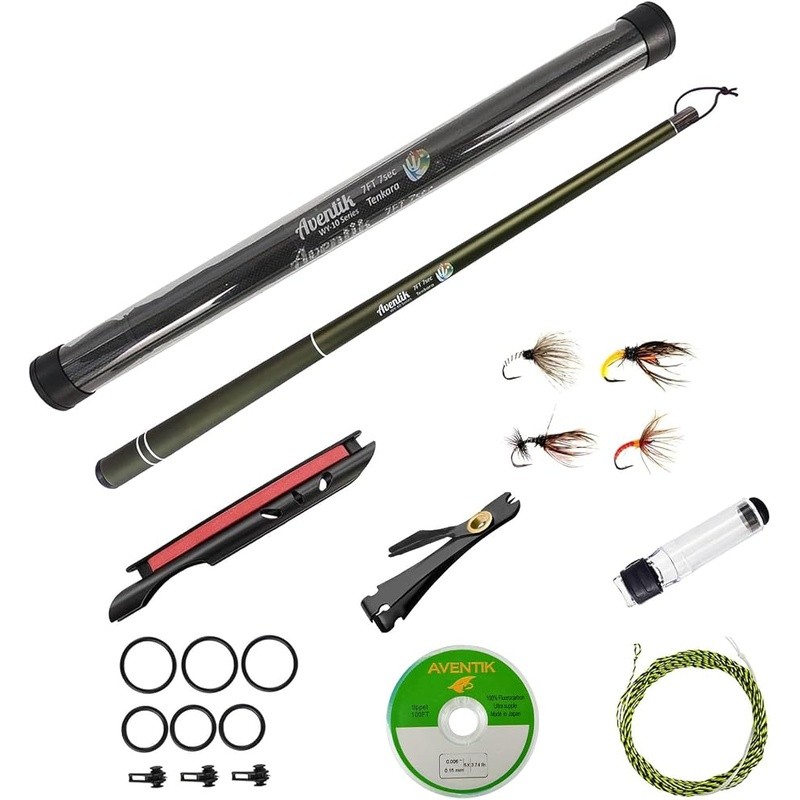 Tenkara Fishing Rod Beginner Kit 12ft Tapered Line Flies Clipper Tippet New
