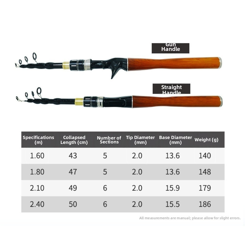 Collapsible Fishing Rod Telescopic 43cm 2.4m ML Power Carbon Composite