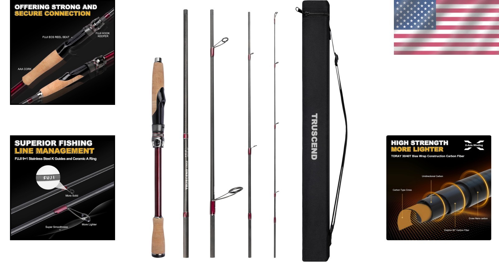 Craz Fishing Rod – 5-Piece Toray Carbon Design for Everyday Fishing Adventures