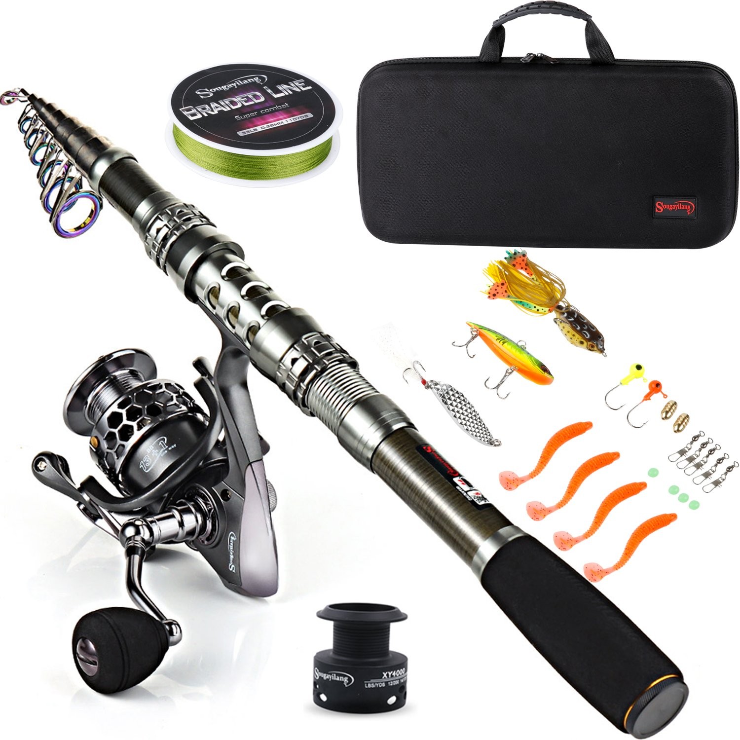 Carbon Fiber Telescopic Fishing Rod Reel Combo with Bag Saltwater Freshwater