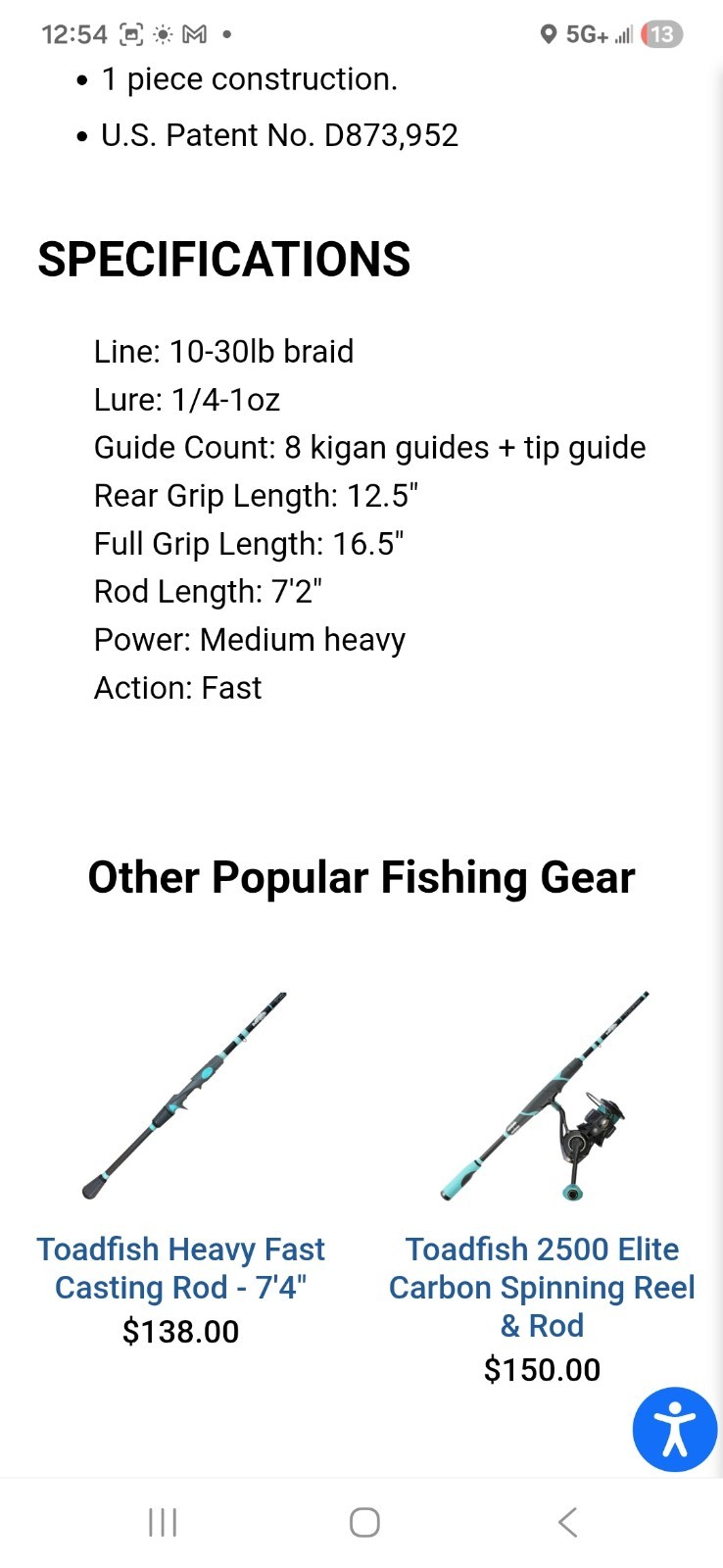 Toadfish TF72MH-FS-2PC 🐟 NEW
