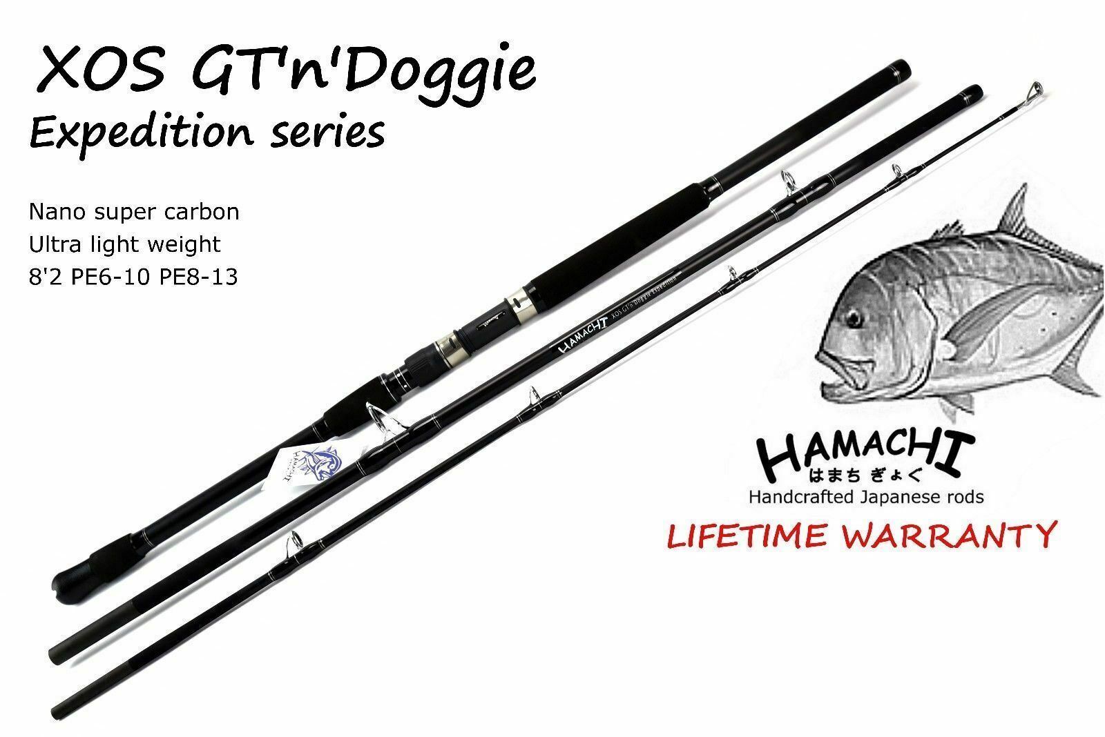 Hamachi XOS GT’n’Doggie 8’2 PE 3 – 5 / 30 – 50 lb Popper nano fishing rod pole