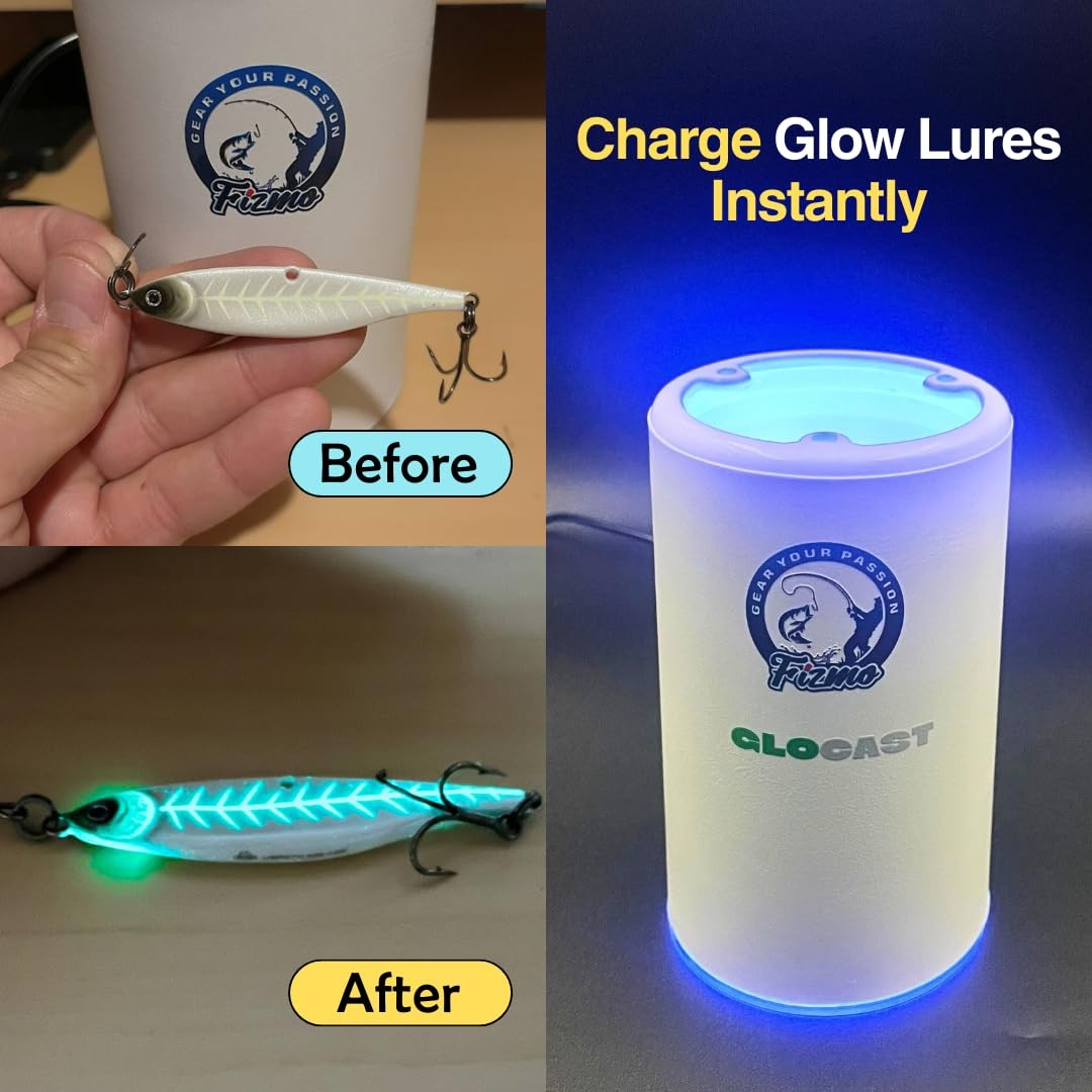 Aramish GloCast – Instant UV Light Charger Glow Cup Fishing for Glow Lures 6″