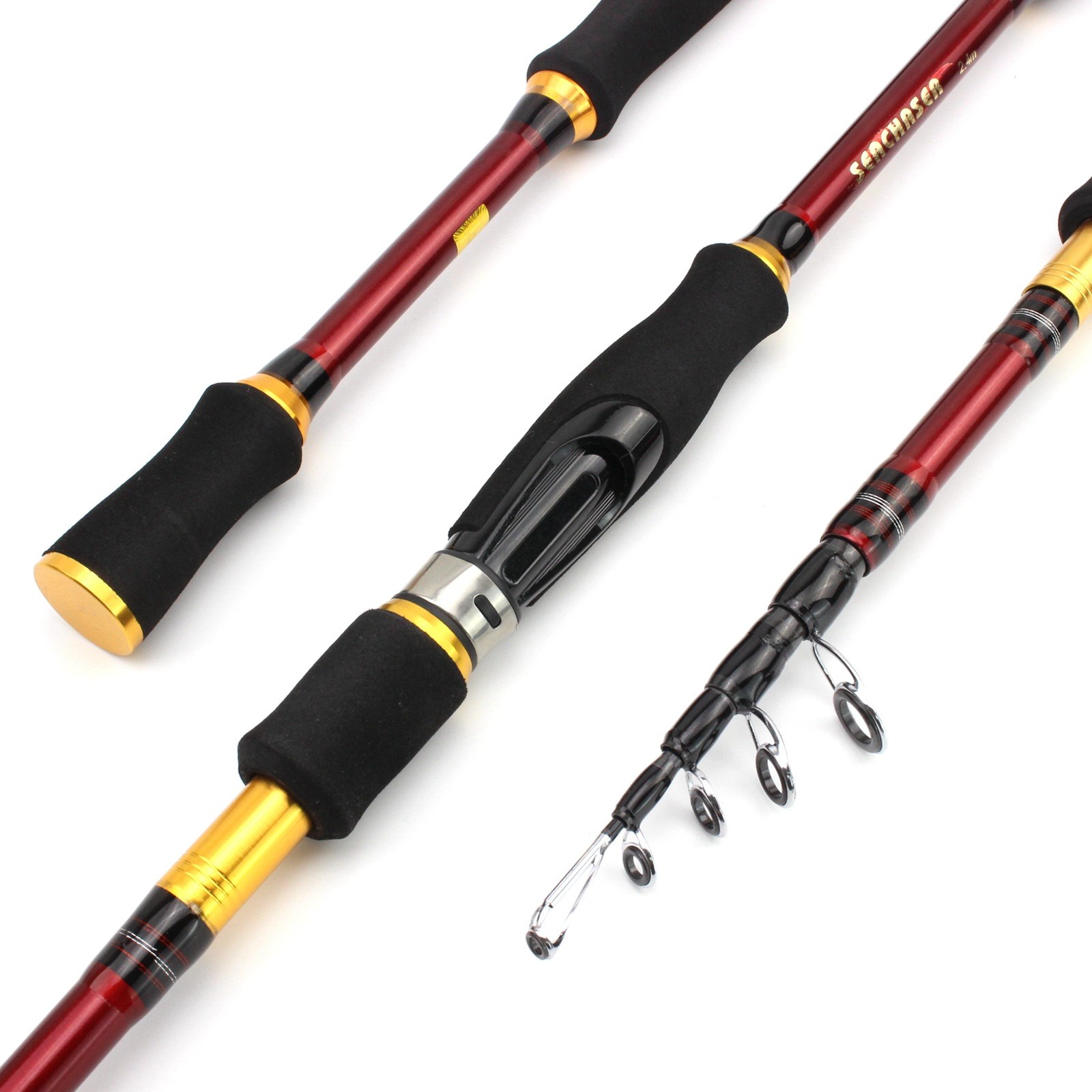 Telescopic Carbon Fiber Rod 1.8m-2.4m Lengths Portable Hard Fishing Short Pole