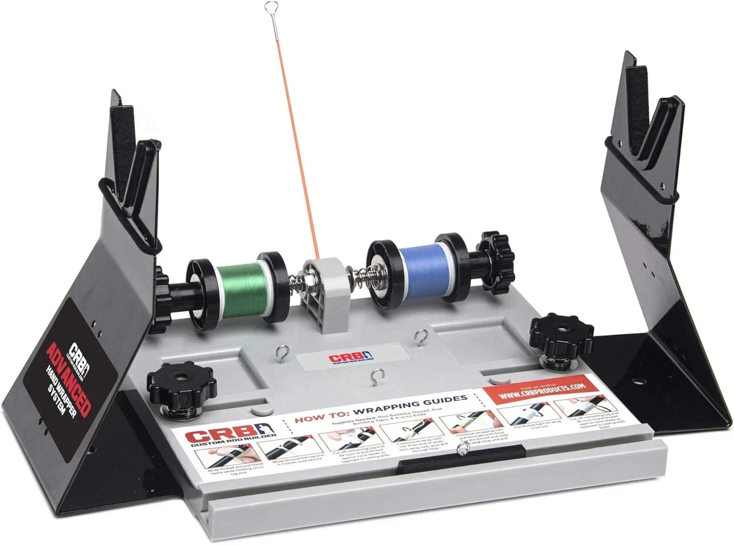 CRB Advanced Hand Wrapper System – 2 Spool Thread Tensioner & Rod Stand for Rod