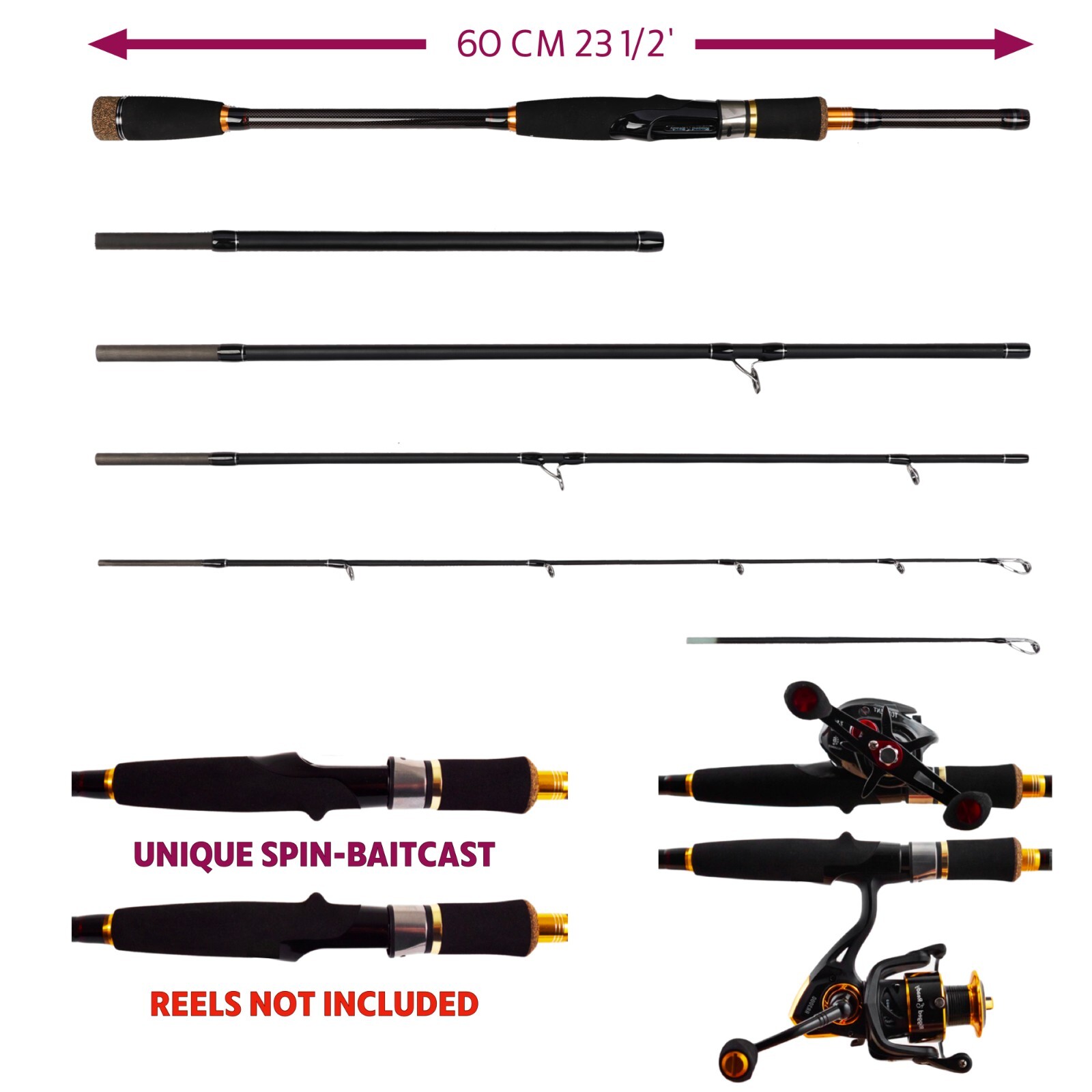 Predator Max Spin Baitcast Rod +Micro Trigger+Rod Extension Travel fishing Rod