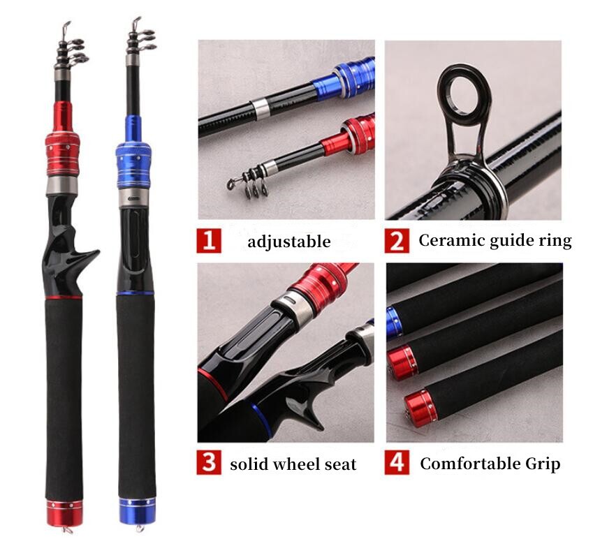 Power Telescopic Rock Fishing Rod 1.5M-2.4M Carbon Fiber Spinning Fishing Poles