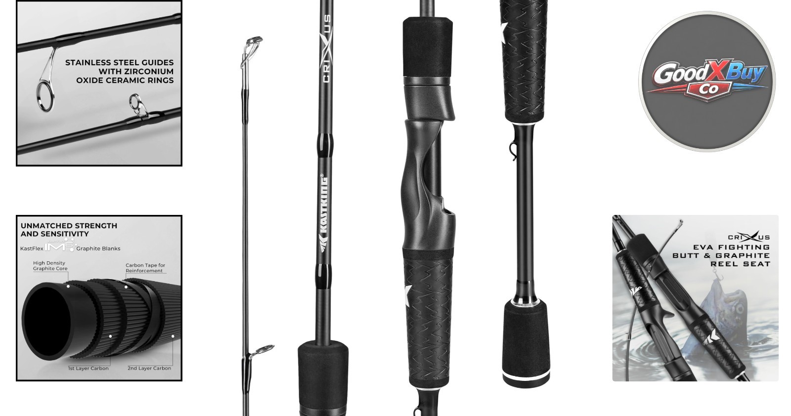 Crixus 7′ Medium Heavy Spinning Casting Rod IM6 Graphite Stainless Guides