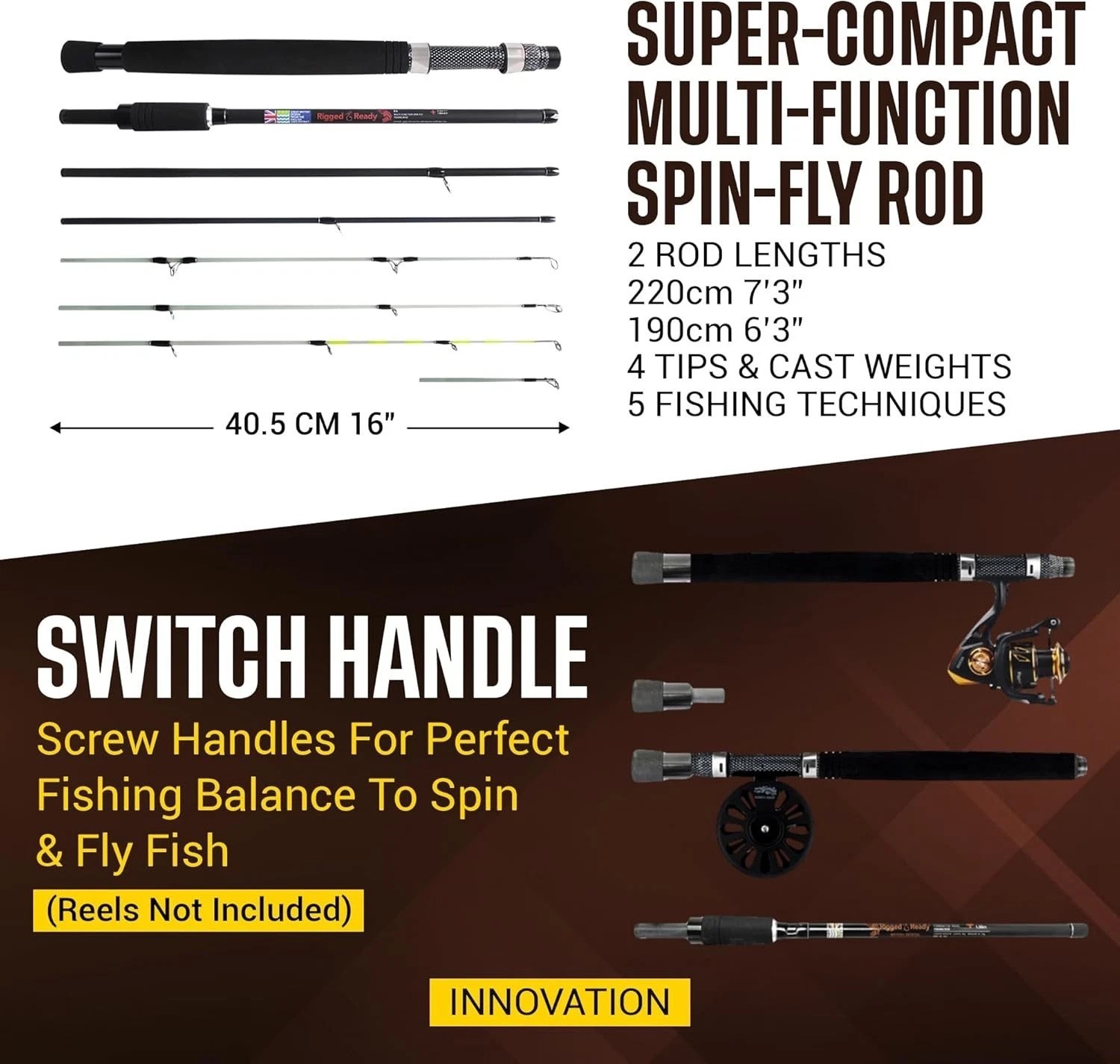 Rigged & Ready X Series Travel Fishing Rods. 6 Super Compact Combos and Rods,…