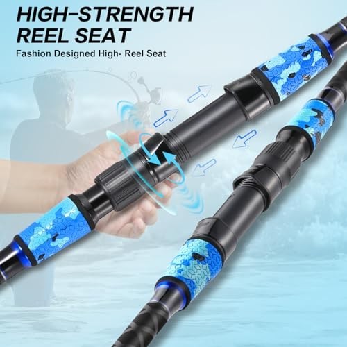 Portable 4-Piece Surf Fishing Rod – Carbon Fiber, MH/H, 10’/11’/12’/15′ – Saltwa