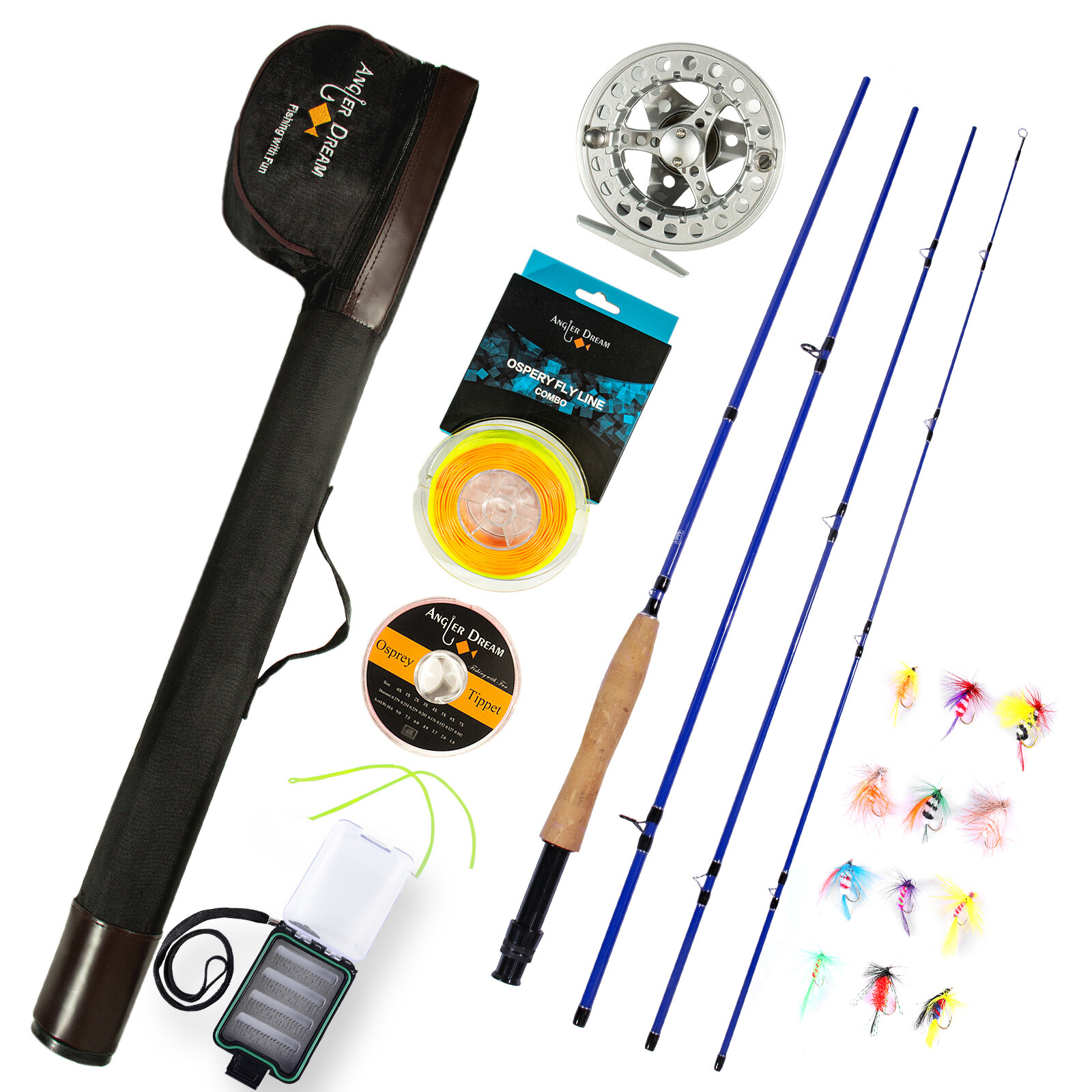 9FT 5WT 4Pieces Carbon Fly Fishing Rod and 5/6 WT Reel Combo 5WF Fly Line