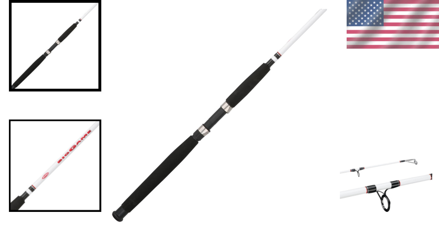 8 Ft 2 Piece Fiberglass Spinning Fishing Rod Medium Heavy 12-30Lb