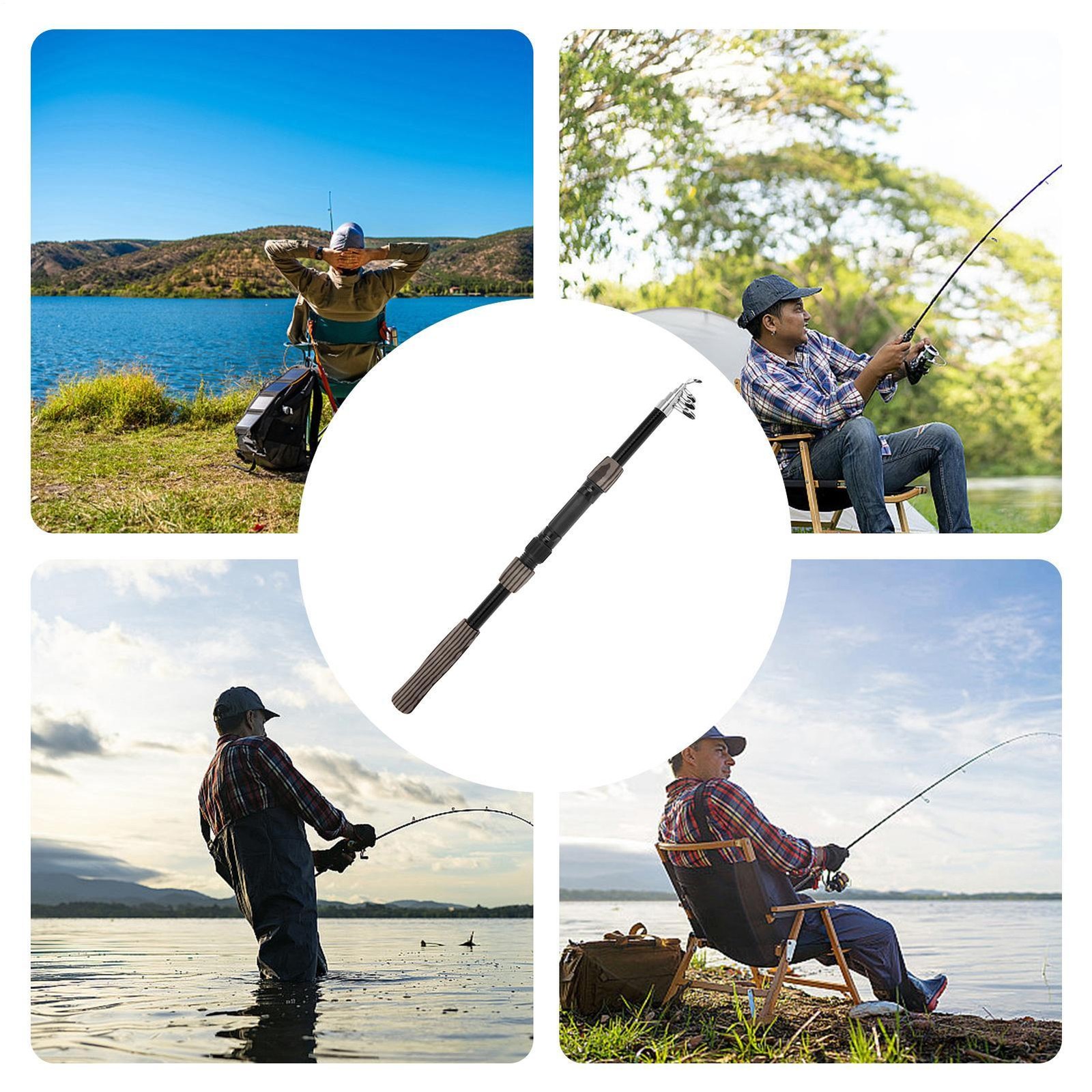 Portable Fishing Rod 180cm Lightweight Telescoping Pole Professional