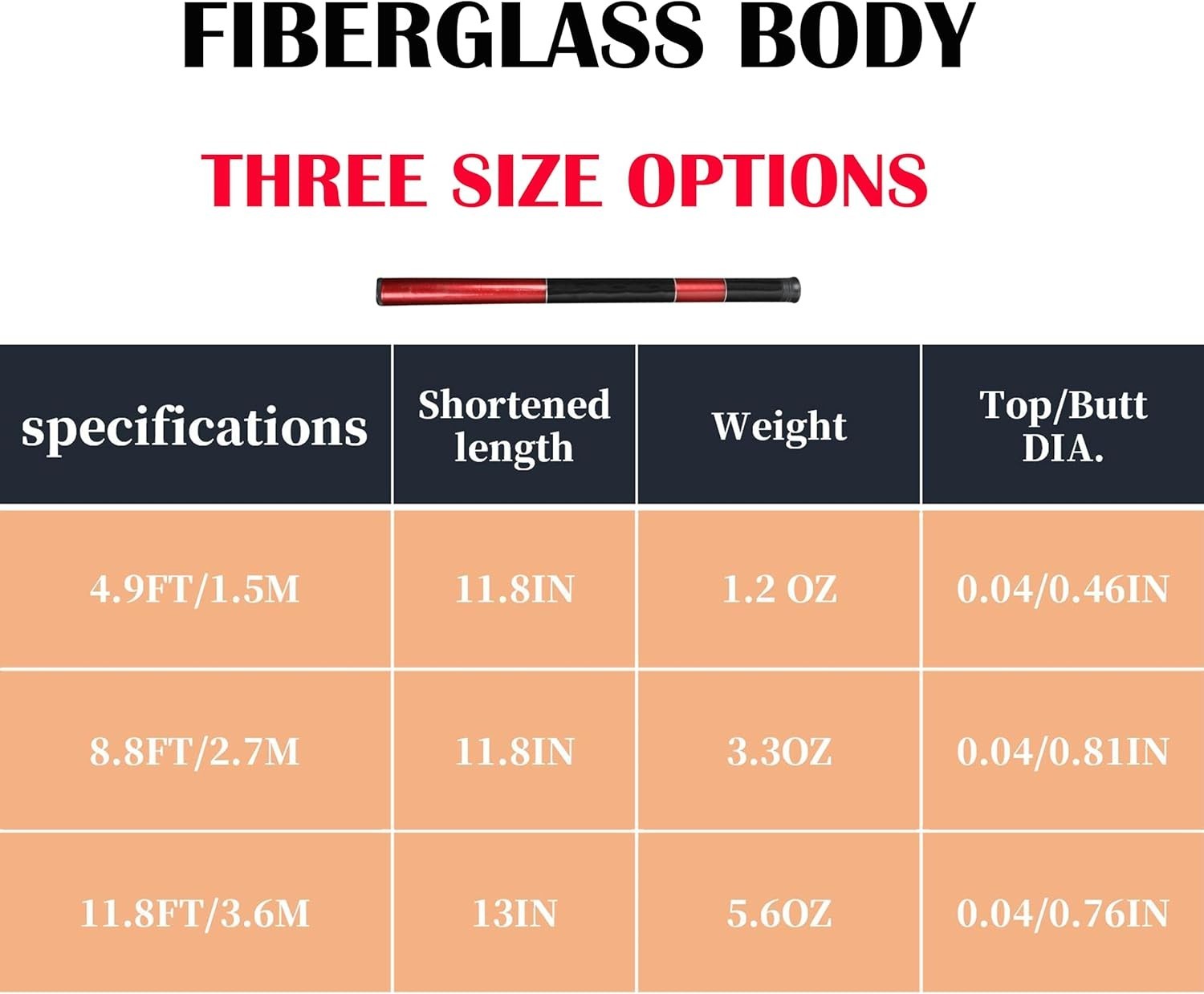 Ultra-Light Fiberglass Tenkara Fly Fishing Rod, 11.8FT – 3.6M, Portable & Ret…