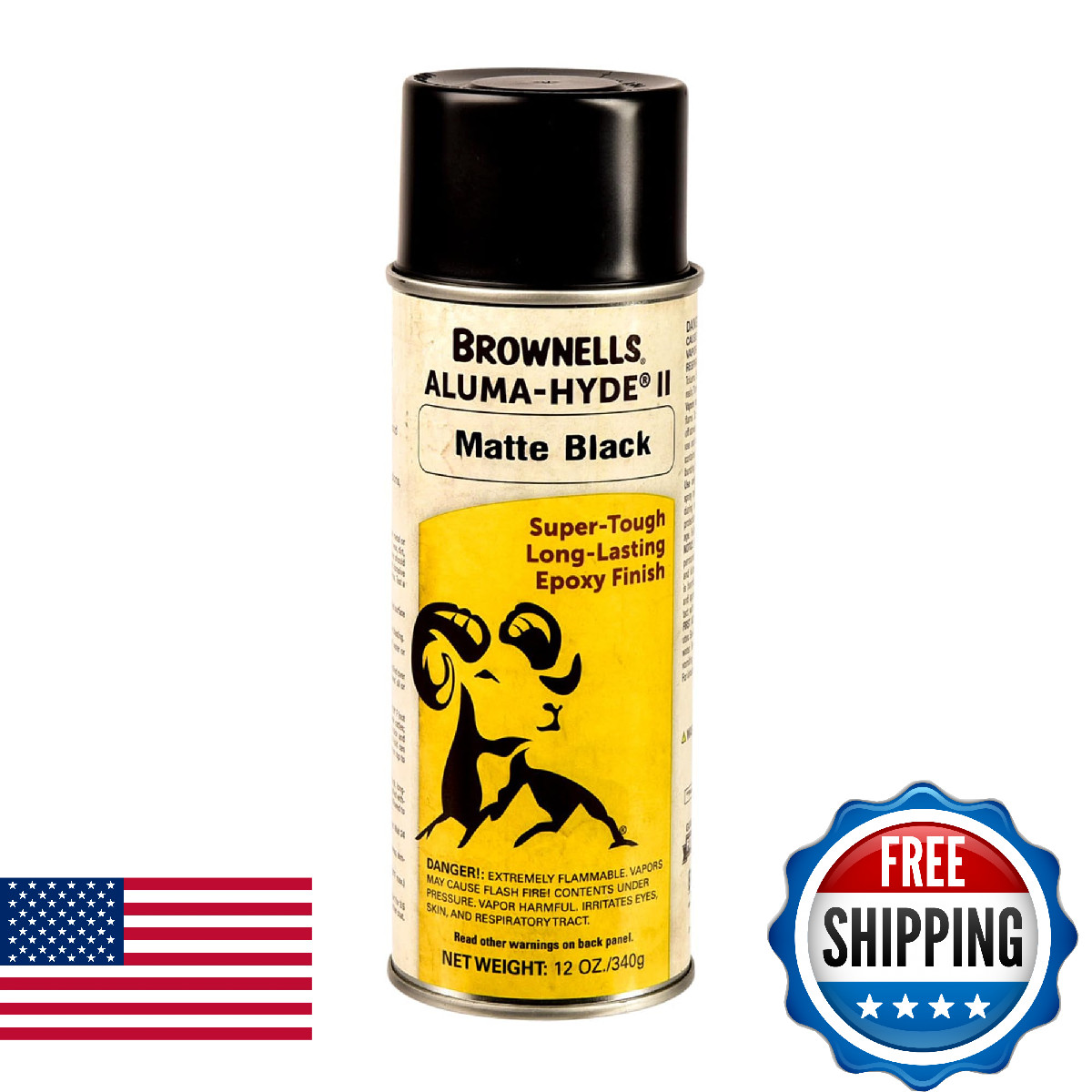 Brownells Aluma-Hyde 2 Epoxy Firearms Finish Aerosol Can Matte Black