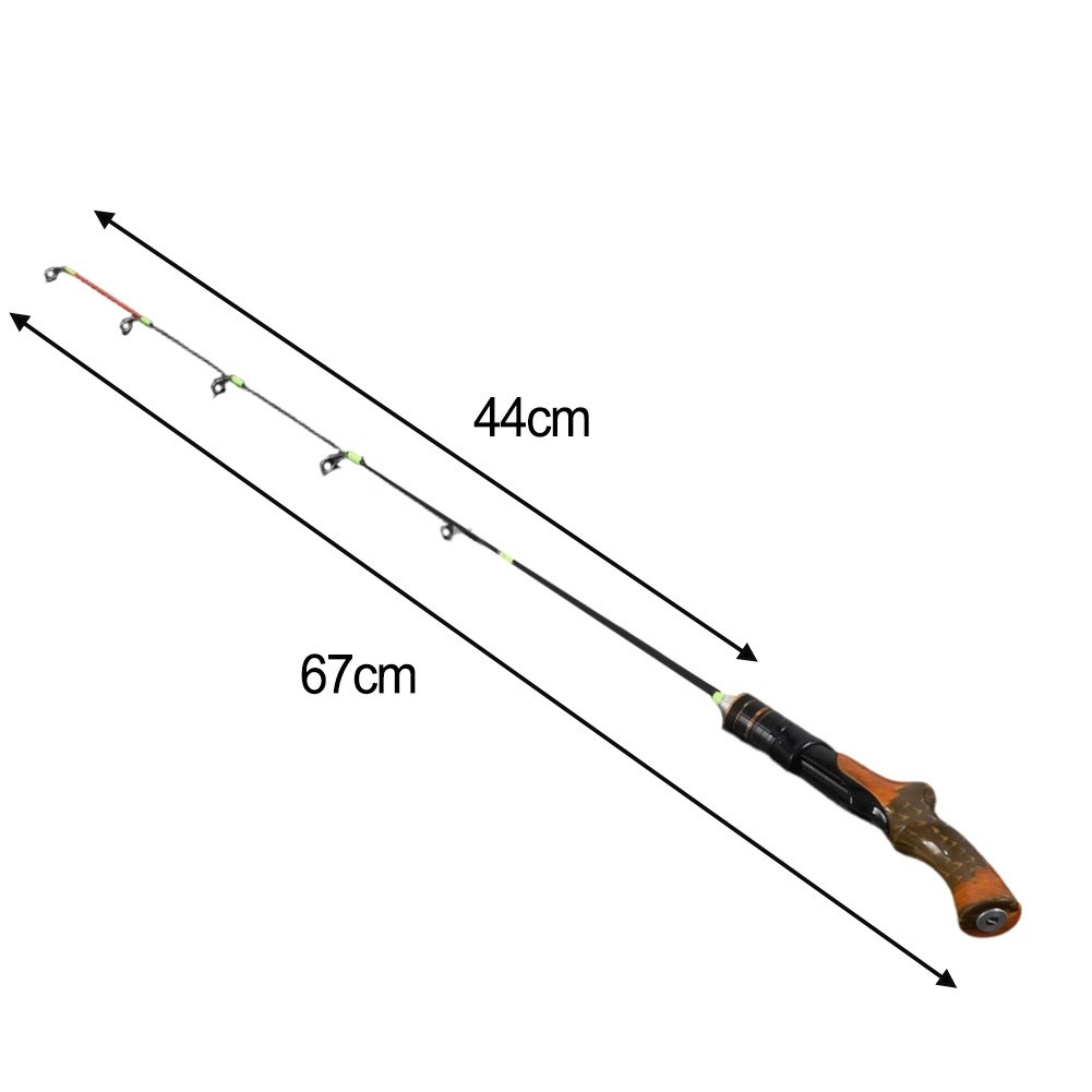 Two Section Ice Fishing Rod with Comfortable Imitation Wooden Grip 50 to 80 cm