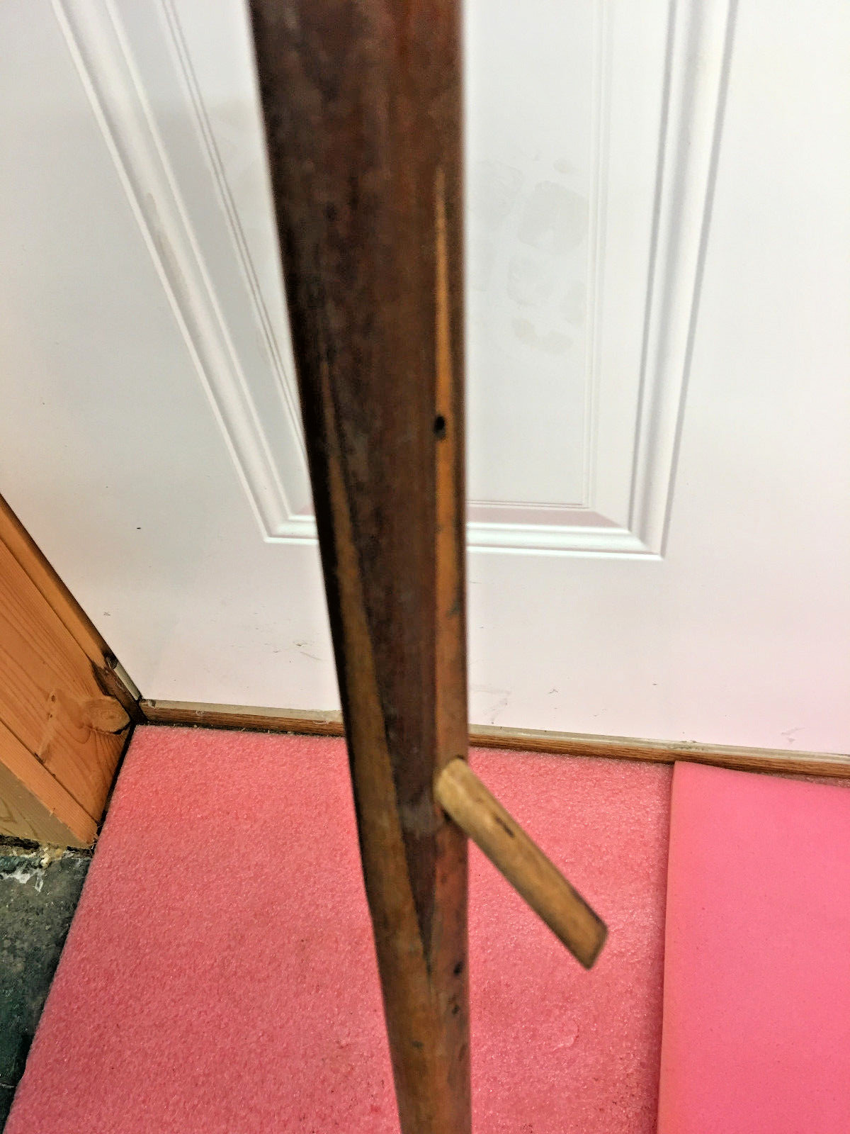 MW2 Vintage folk art ice fishing rod wooden 34″ ice pick Pool stick 1 of a kind!