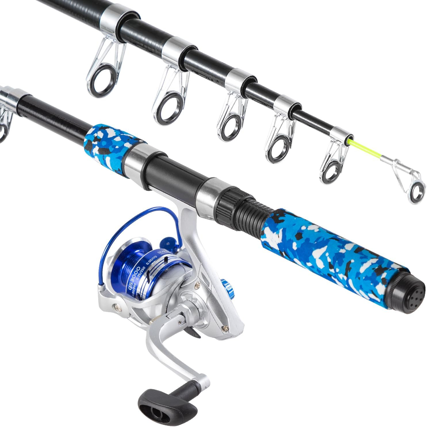 Fishing Pole Combo, 6.9Ft Telescopic Rods Set, Collapsible Fishing Rods 2PCS Spi