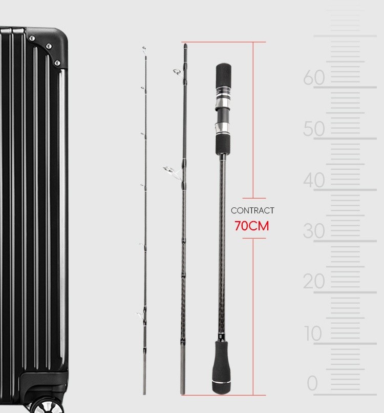 Boat Fishing Rod 3 Section Carbon Portable Travel Slow Jigging Rod Fast Spinning