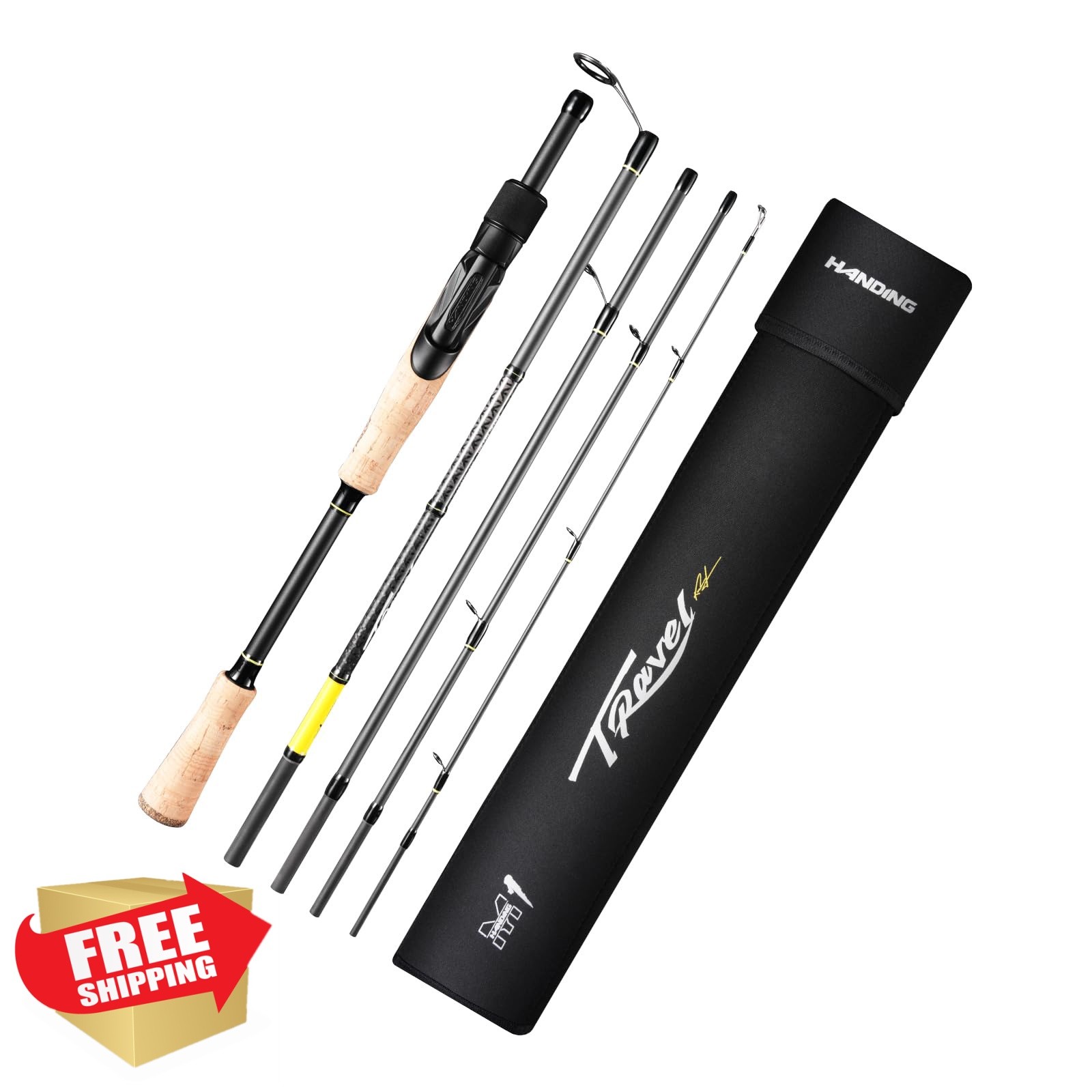 HANDING M1 Travel Spinning and Casting Rod 5/6-Piece Travel Bass Fishing Rod …