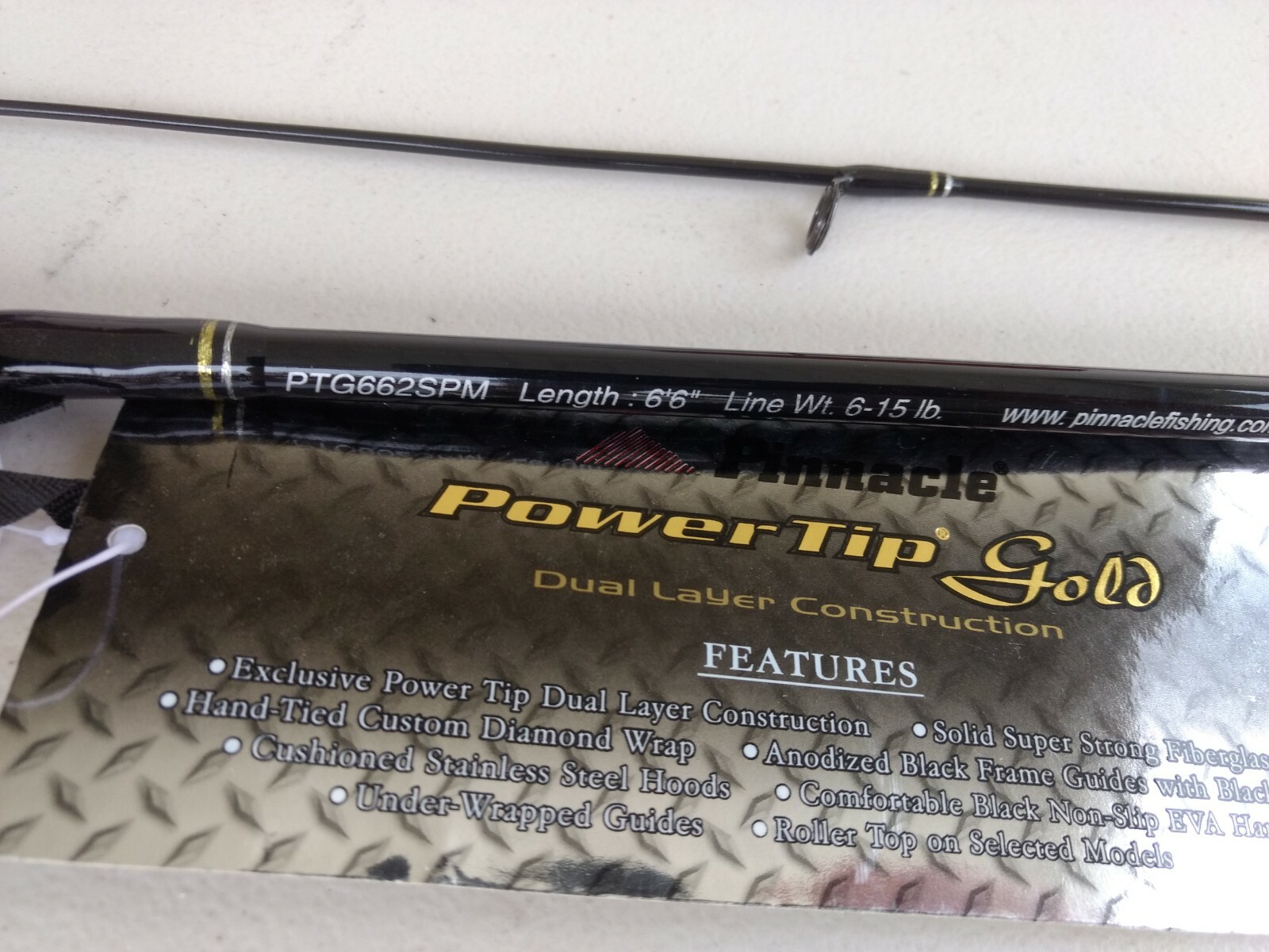 Pinnacle PTG662SPM 6′ 6″ Powertip Gold Spinning Rod Medium Action