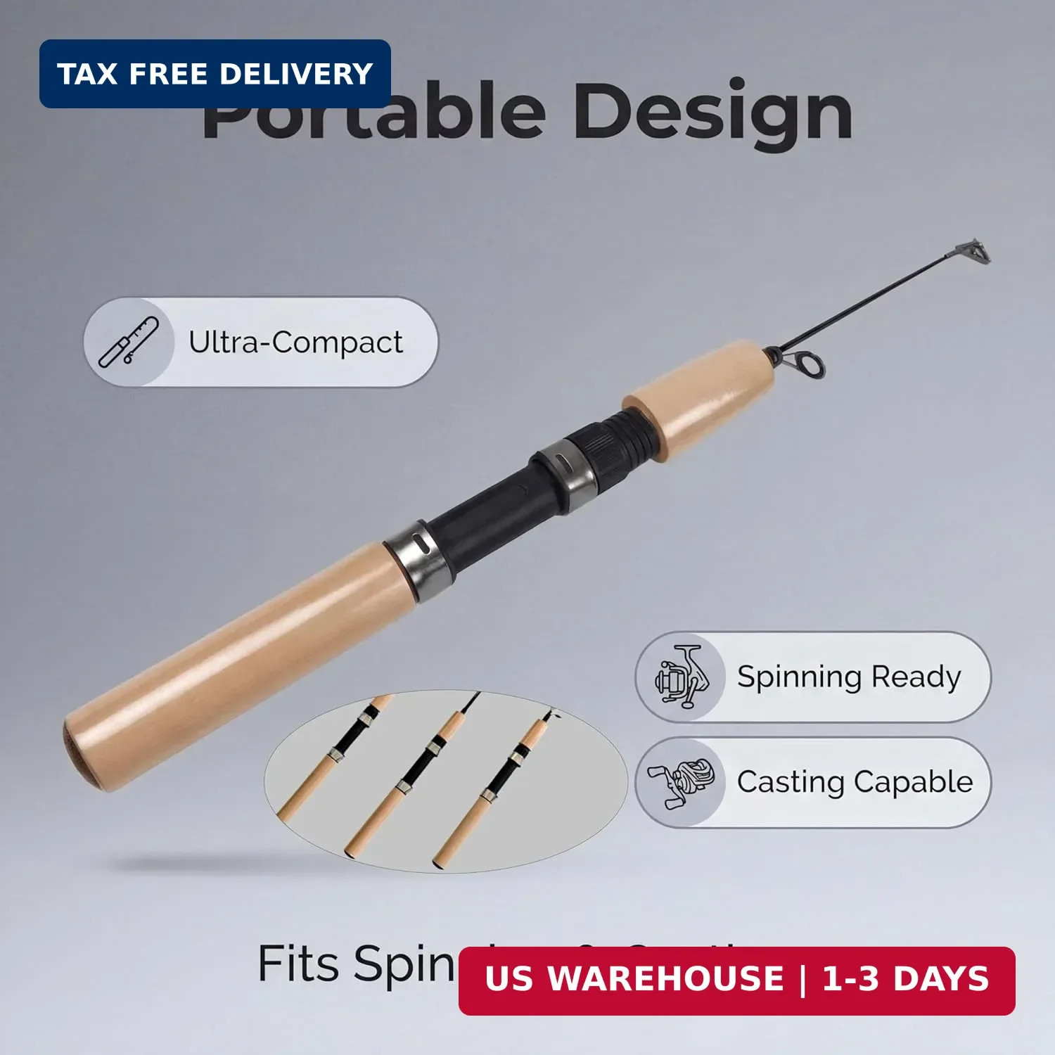 Ice Fishing Rod, Jig Pole & Rod Blanks Winter Outdoor Use, Spinning & Casting Co