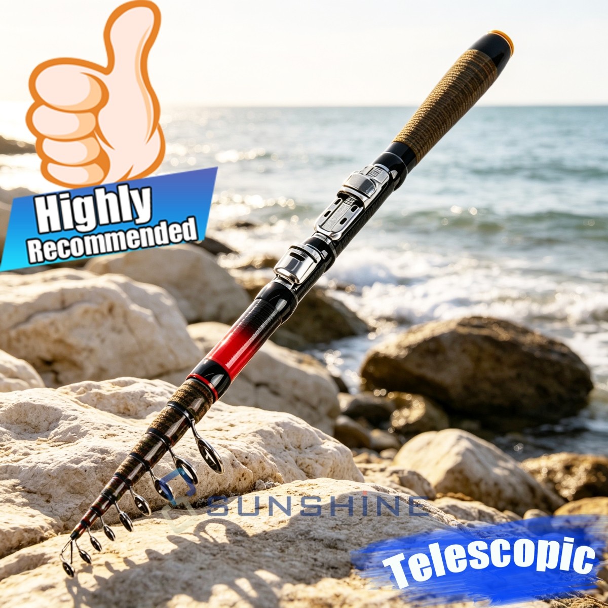 Carbon Fiber Telescopic Spinning Fishing Rod Short Pocket 20-55lb Sea Freshwater