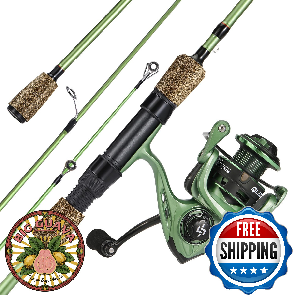 Bass Fishing Rod Combo, 30-Ton Carbon Fiber, Spinning, 5.2:1 Gear Ratio