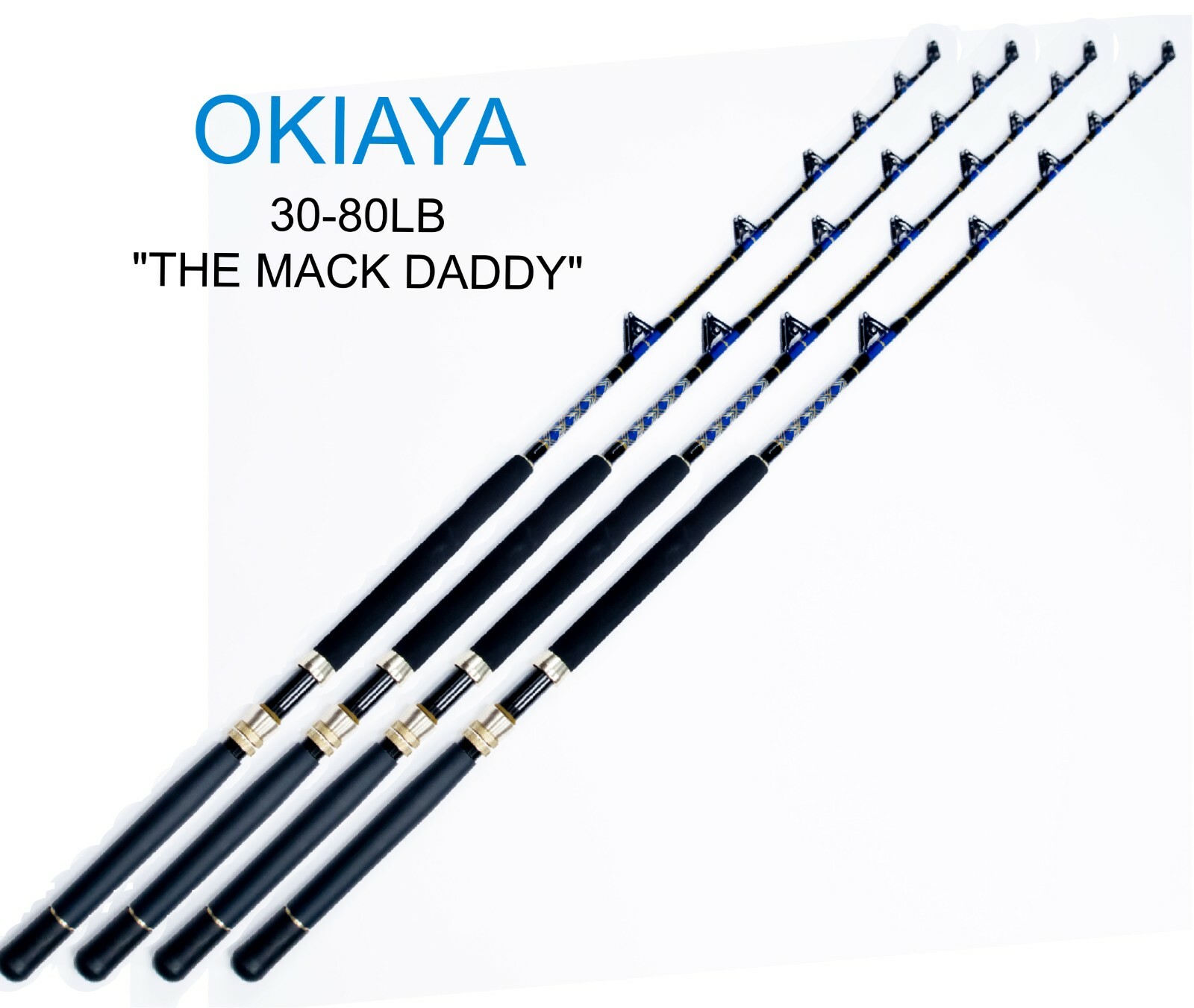 OKIAYA “The Mack Daddy” 30-80LB SALTWATER TROLLING BOAT ROLLER ROD Set of 4