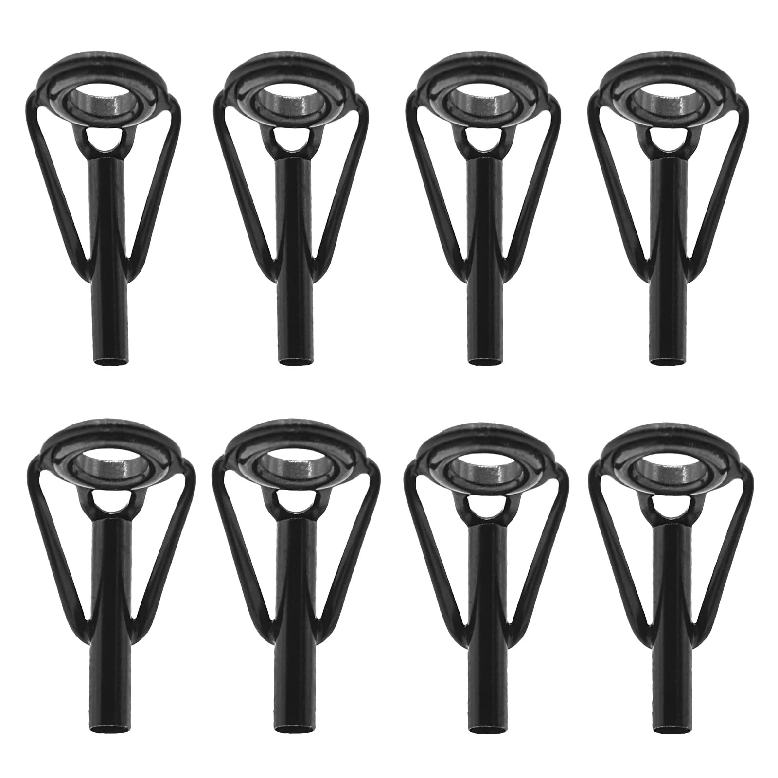 8 Pieces Fishing Rod Tip Repair Kit, Black Stainless Steel Ceramic Guides Rin…