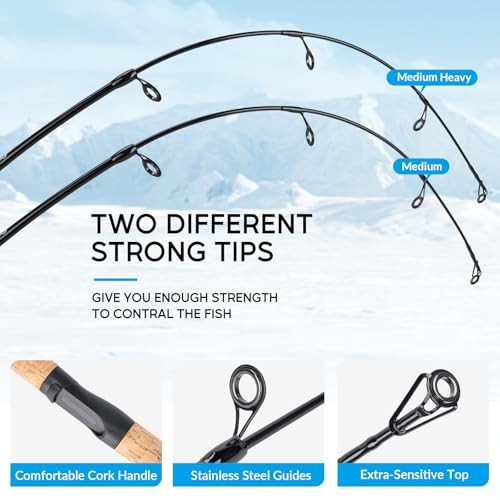 QualyQualy Ice Fishing Rod and Reel Combo 24-28 inch M/ML Inline Ice Fishing Com