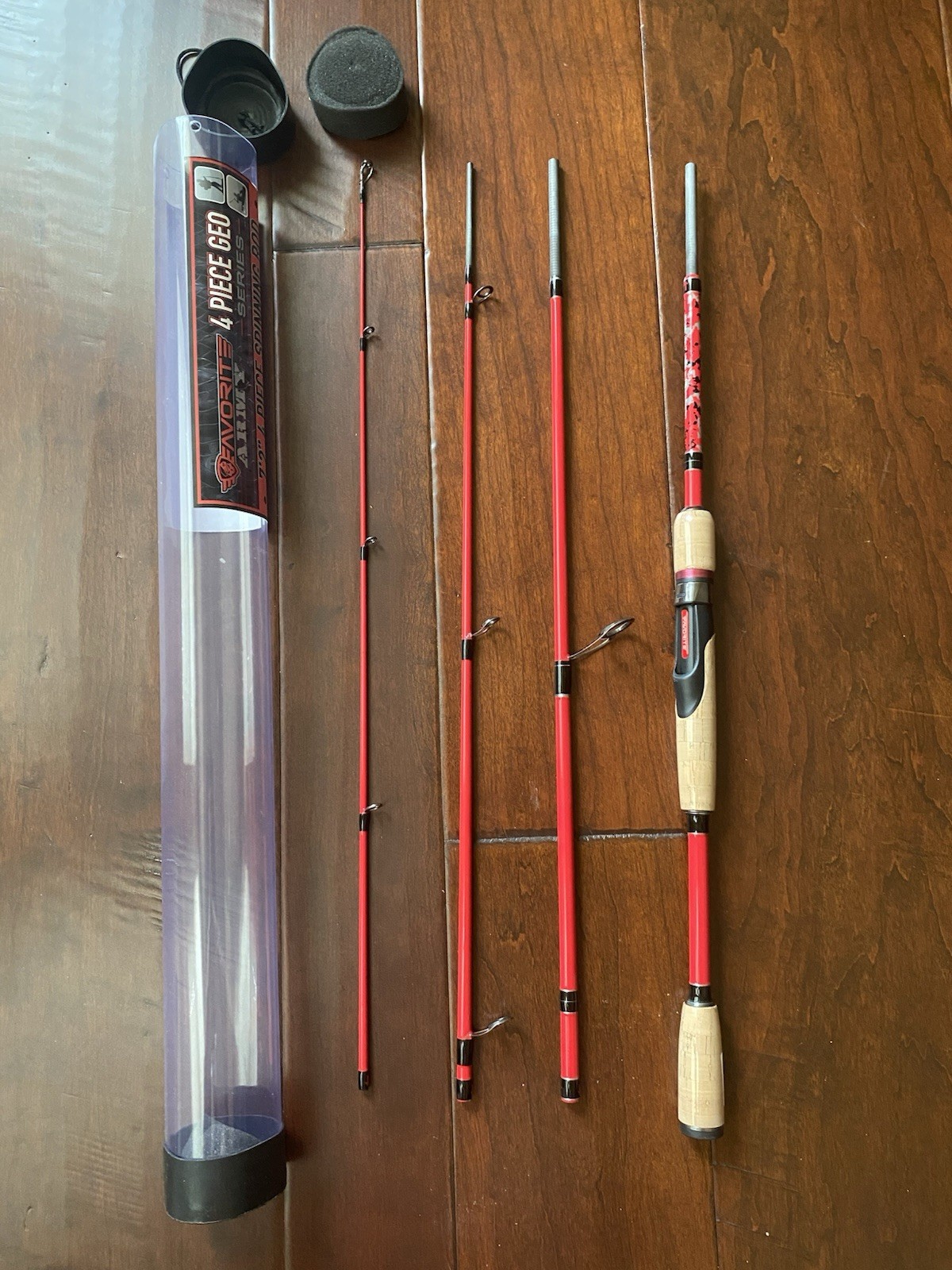 Favorite ARM724MH PBF Army 7′ 2″Medium Heavy GEO Spinning Rod, 4pc Travel Rod.