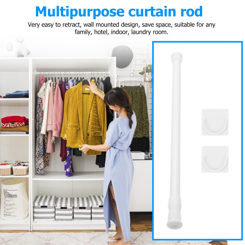 Multi- function Closet Rod Shower Curtain Rail Telescopic Rod No Punching