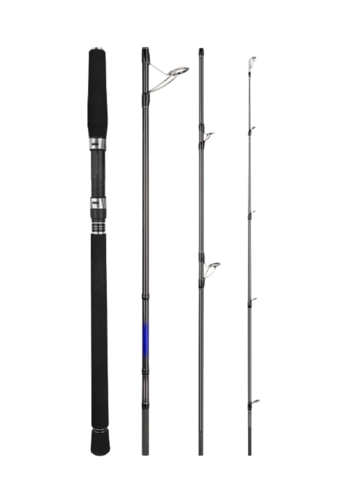 CASTJET 4-Piece Travel Surf Fishing Rod 7ft/8ft Heavy Spinning, Long Casting