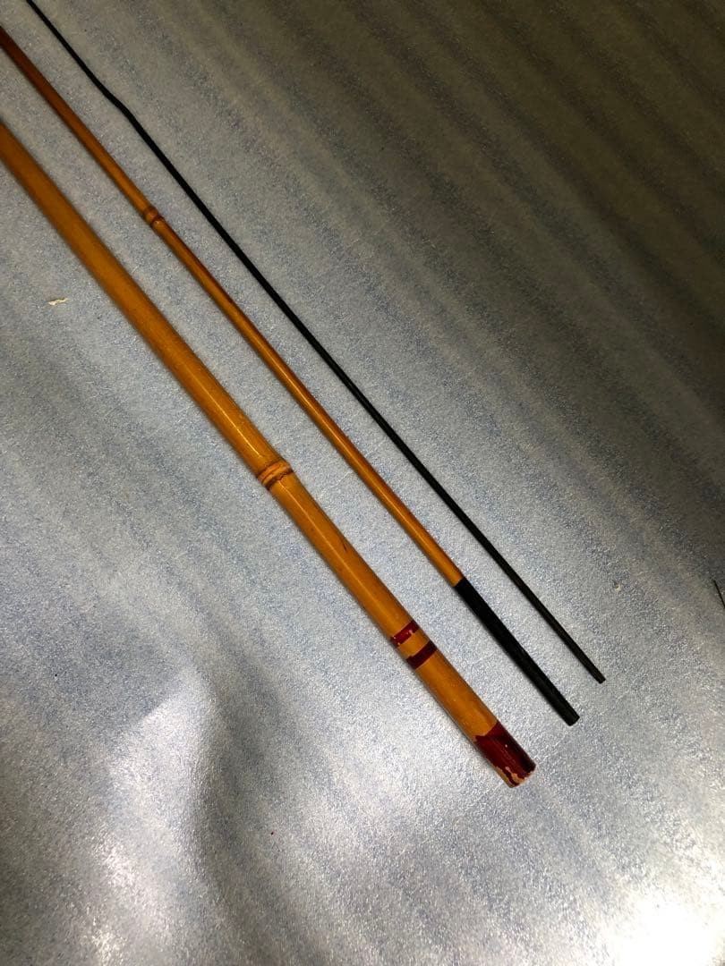 Showa Retro Bamboo Fishing Rod Set 3 Pieces, 100cm & 80cm, Used