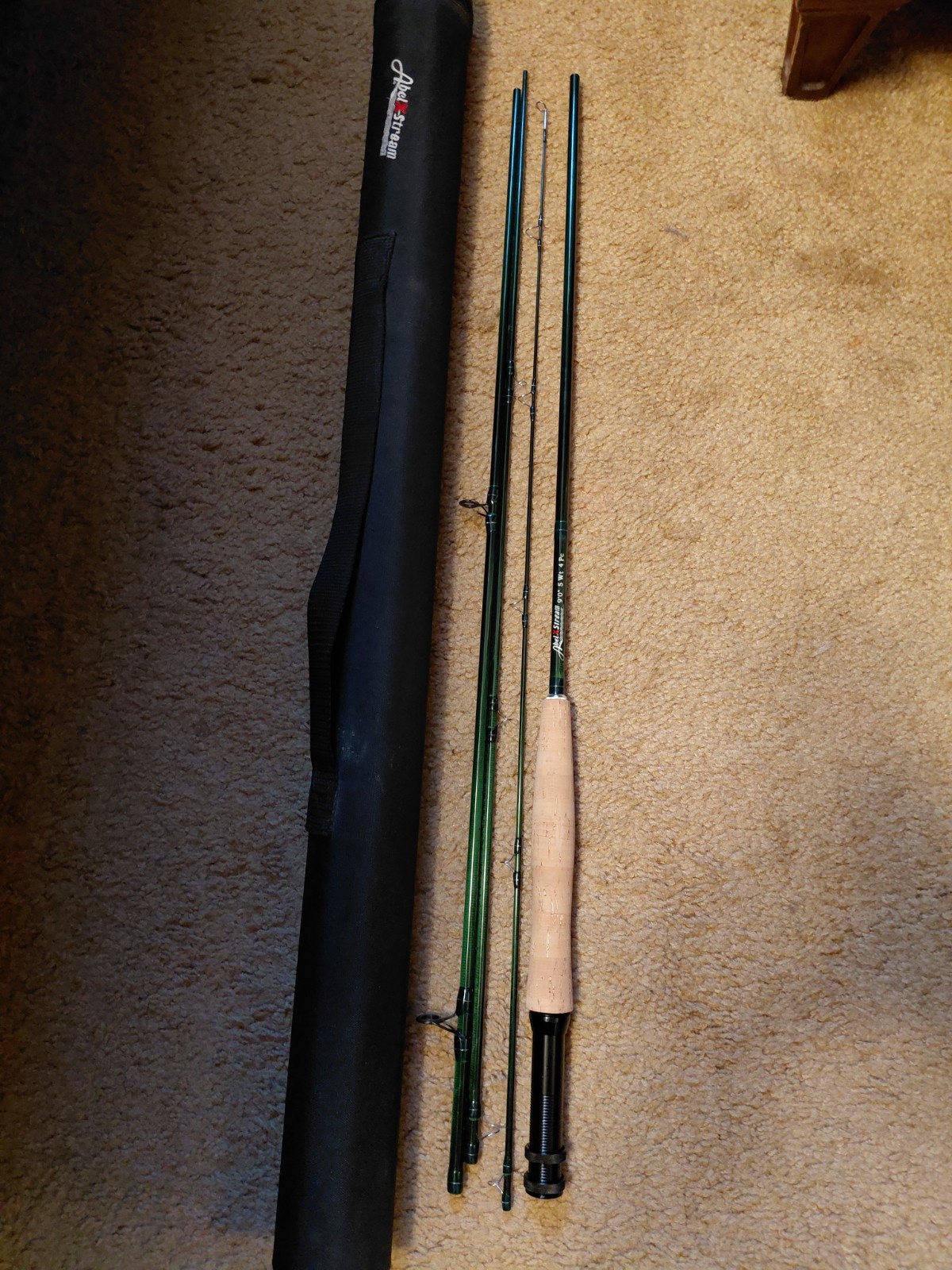Abel Stream 9′ 5wt 4pc Fast Action Graphite Fly Rod Green w/ Tube
