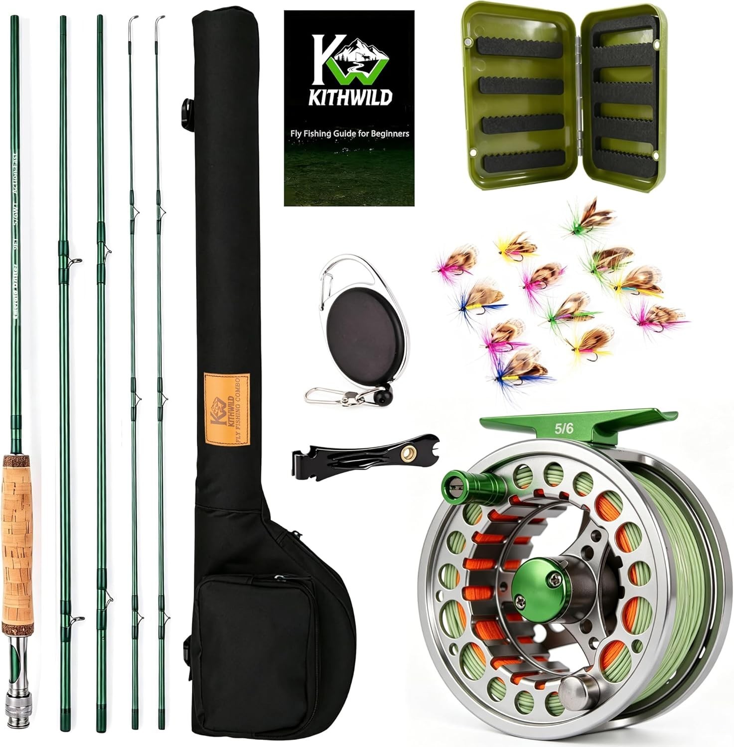 4-Piece Fly Fishing Combo: 5/6 Weight Portable Rod and Pre-Loaded Reel Set