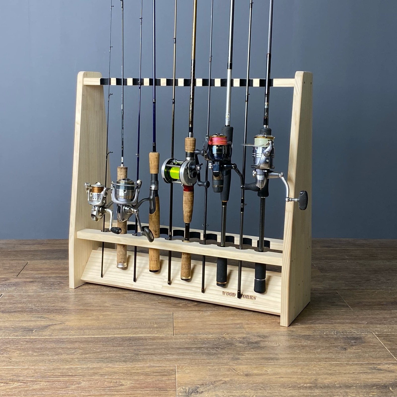 WOOD WORKS Double-Sided Rods for 19 Rods, Assembled, Natural/Black