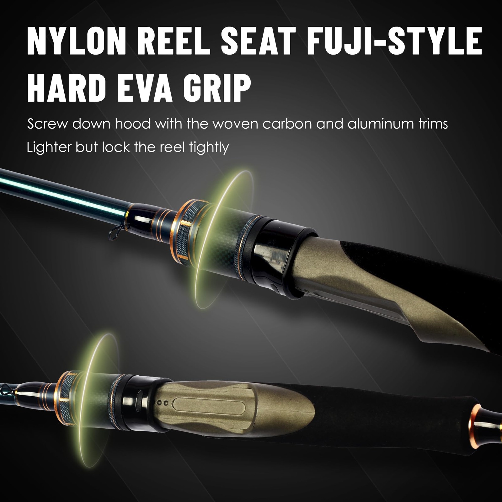 9Ft 2pc Medium Graphite Bass Spinning Fishing Rod Toray Carbon Fast Action