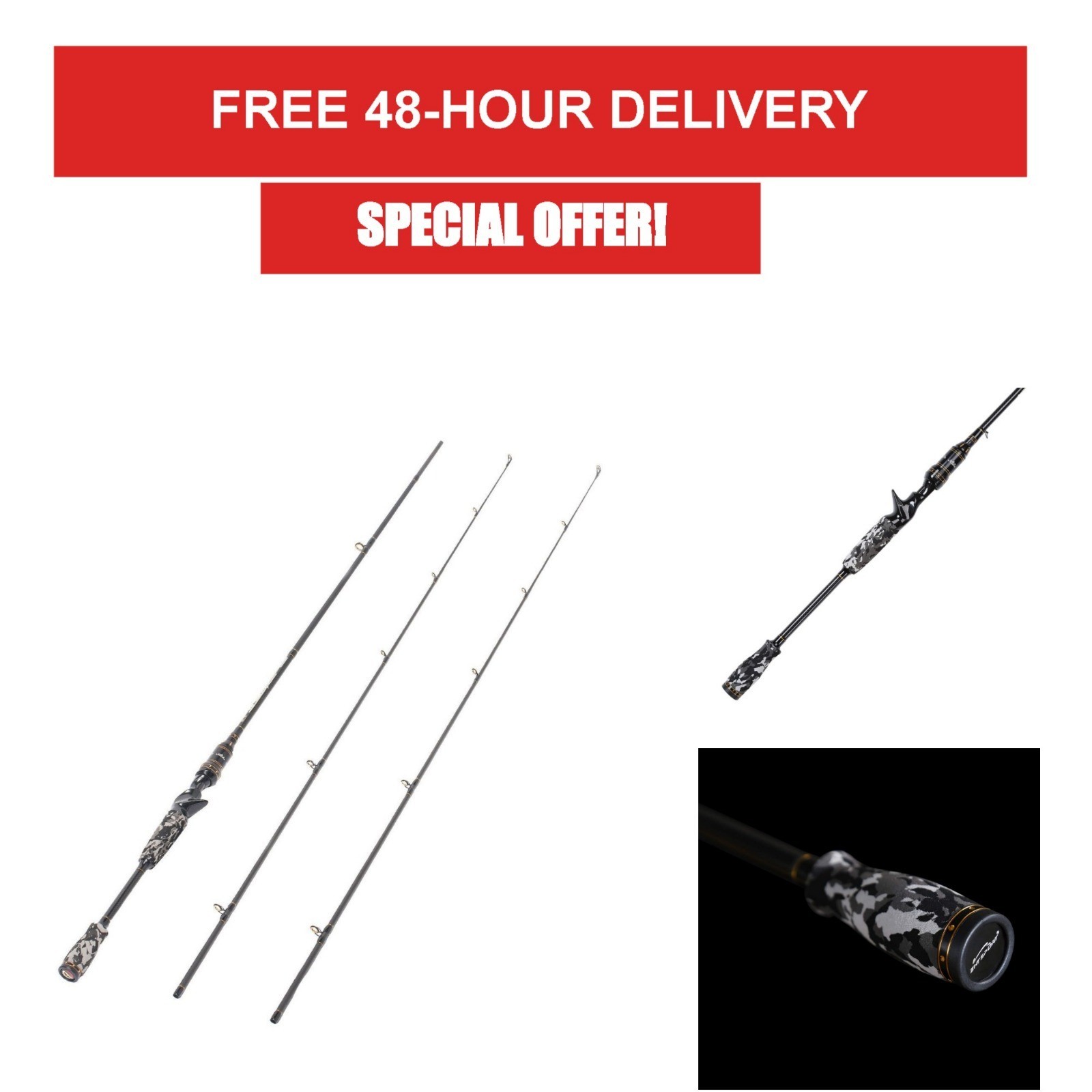 Entsport E Series 7′ Casting Rod 2-Piece Carbon Fiber Medium Heavy